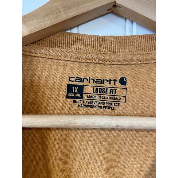 Carhartt Long Sleeve T Shirt Mustard Logo Sleeve Workwear Streetwear Men’s XL - Picture 3 of 4